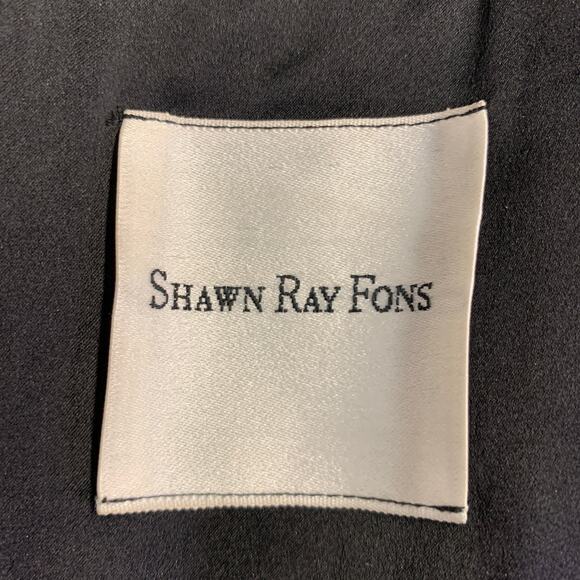 SHAWN RAY FONS Size 6 Black Silk Lace Ruffle Long Cocktail Dress - Picture 5 of 7